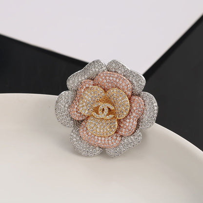 18K CC Camellia Pink Diamonds Brooch