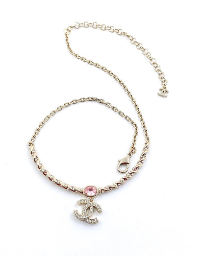 18K CC Pink Crystal Necklace