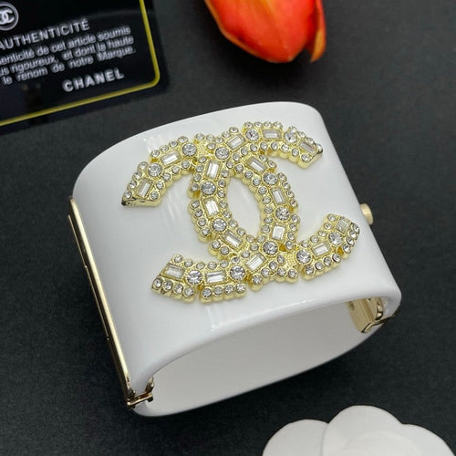 18K CC Pearl Diamond White Cuff Bracelet