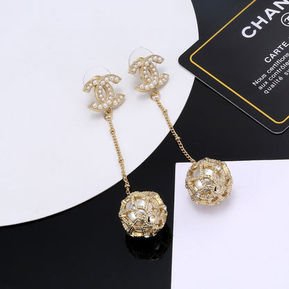 18K CC Pearl Long Earrings