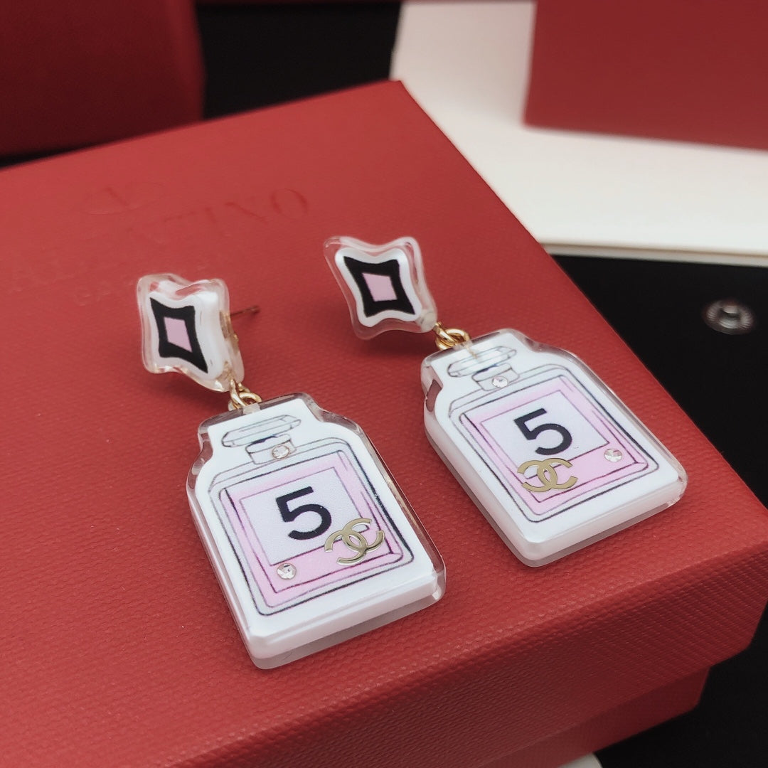 18K CC 24C Perfume Bottle Earrings