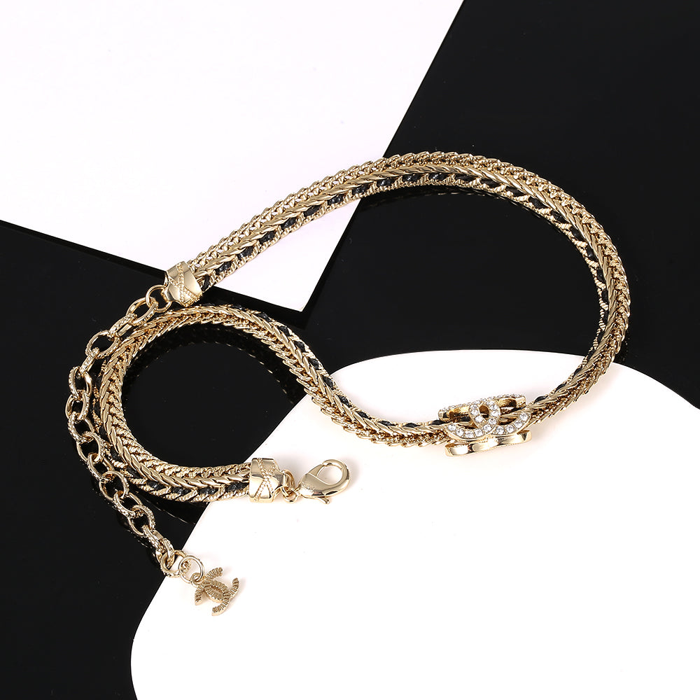 18K CC Strass Chain Choker Necklace