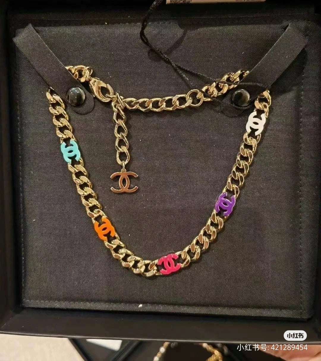 18K CHANEL CC Color Logo Chain Necklace