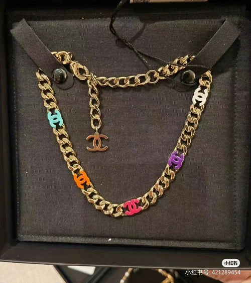 18K CHANEL CC Color Logo Chain Necklace