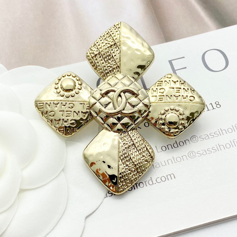 CC Rhombic Gold Brooch