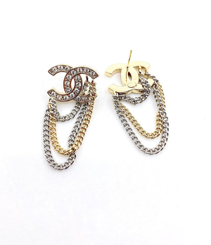 18K CC Chain Pendant Earrings