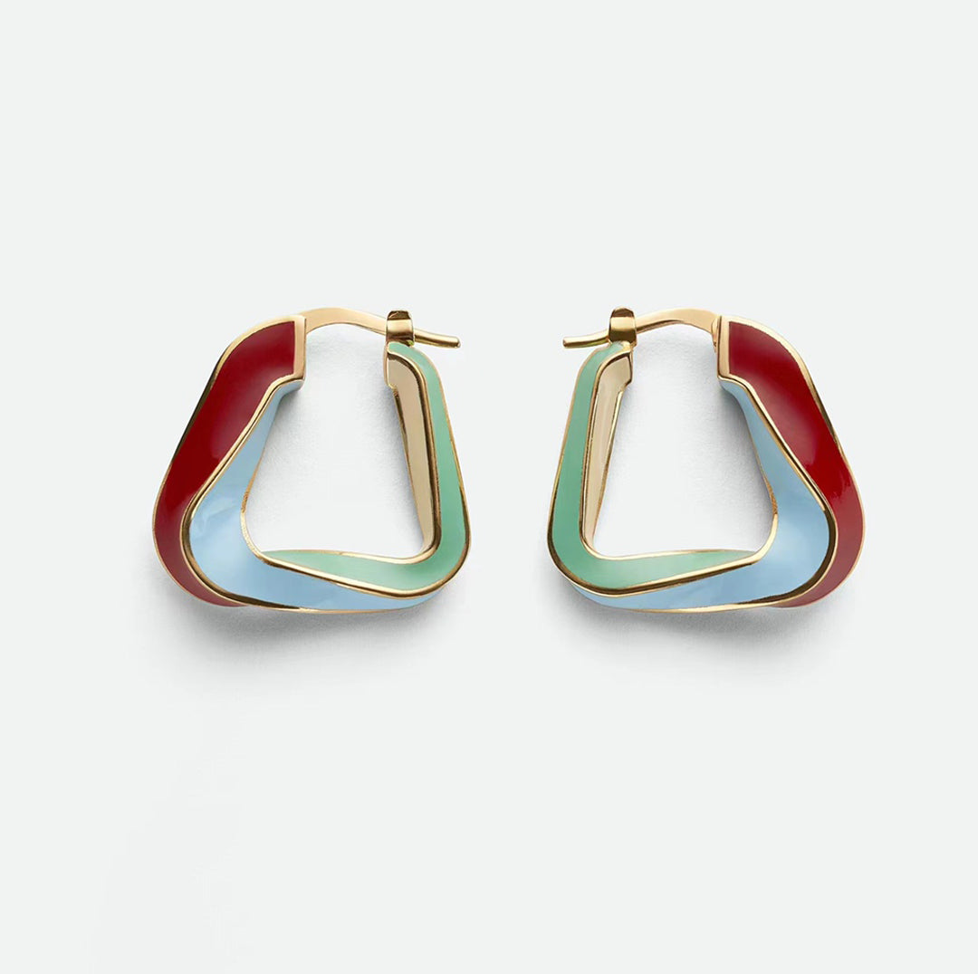 18K Bottega Veneta Twisted-triangle Hoop Earrings