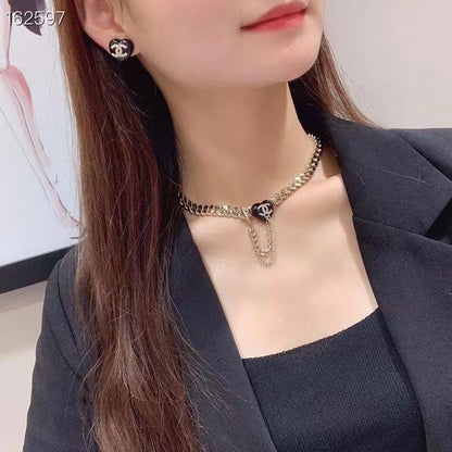 18K CC Black Choker Necklace