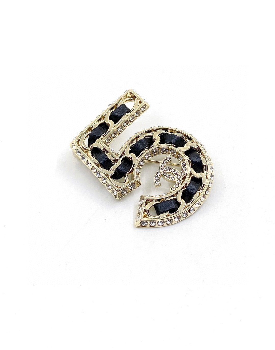 18K CC No.5 Strass Brooch