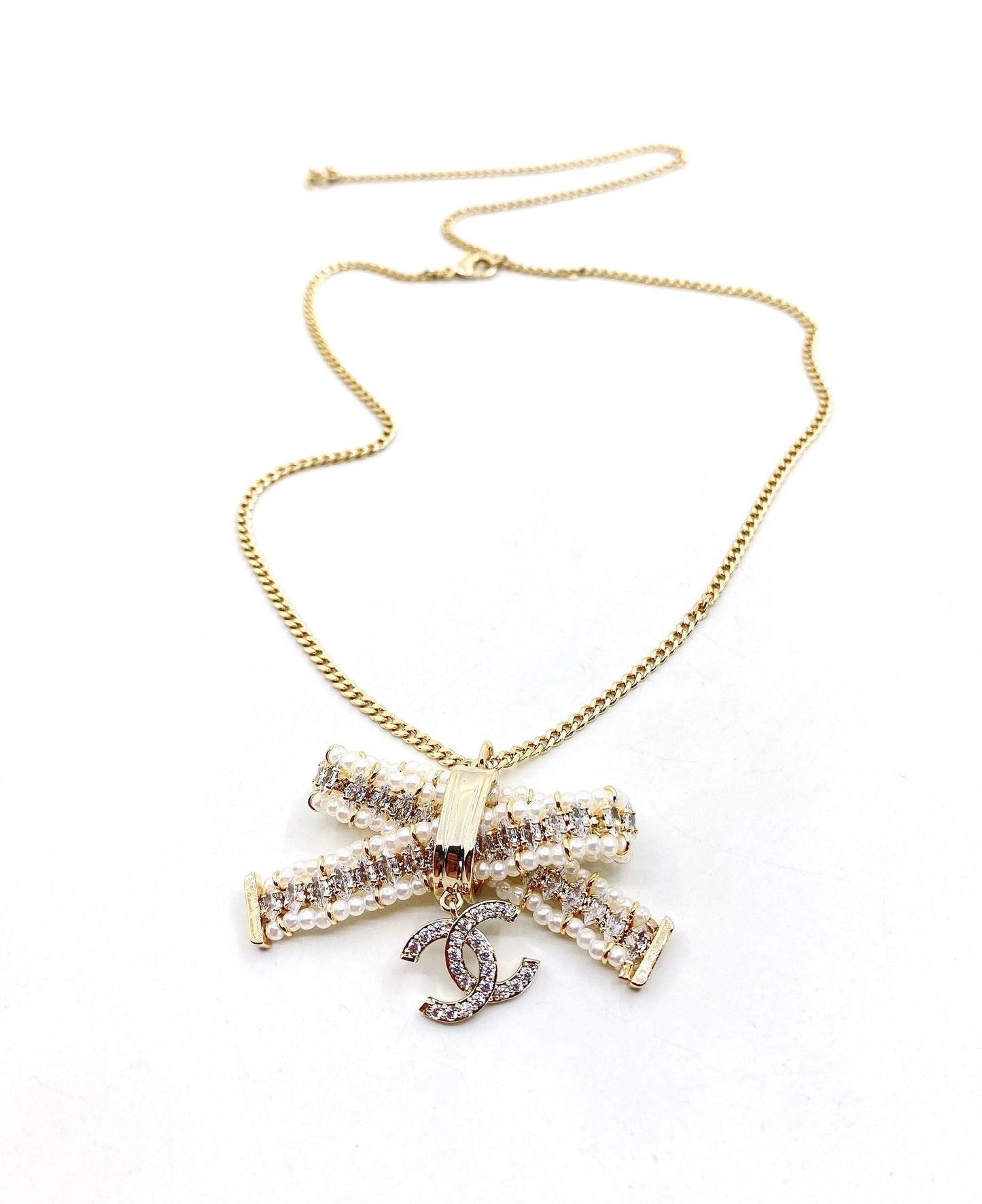 18K CC Bow Tie Necklace