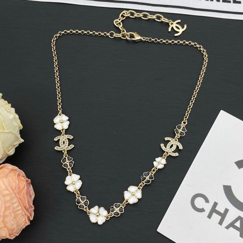 CC Black & White Camellia Necklace