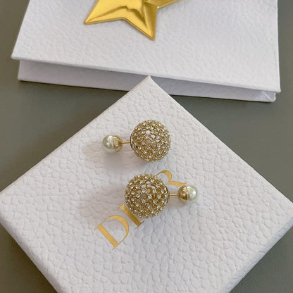 18K CD Tribales Diamond Ball Earrings