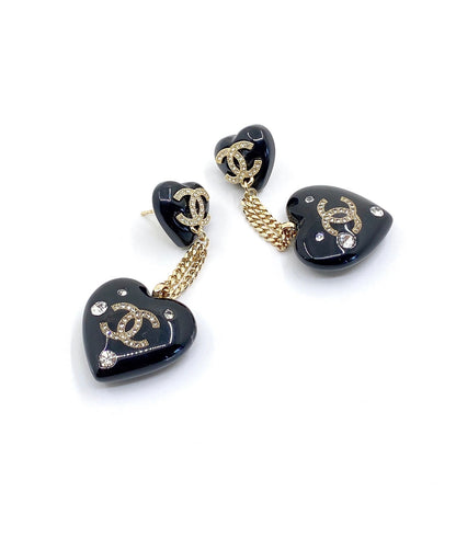 Boucles d'oreilles pendantes en forme de cœur CC 18 carats