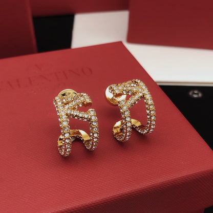 18K Vlogo Diamonds Open Earrings