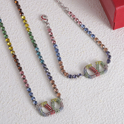 Collier de cristaux multicolores Vlogo 18 carats