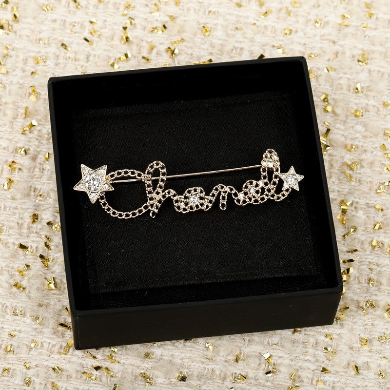 CC Leather Gold Brooch