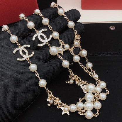 18K CC No.5 Star Long Pearl Necklace