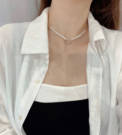 18K CC Pearls Choker Necklace