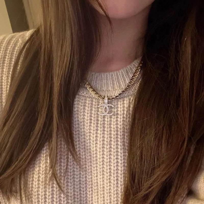 CC Snake Pattern Gold Chain Necklace