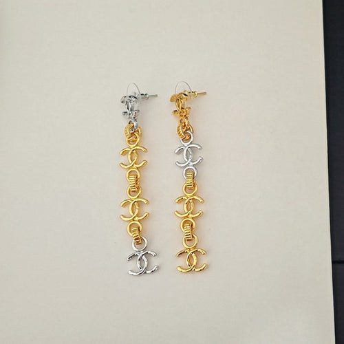 18K CC Gold Long Earrings