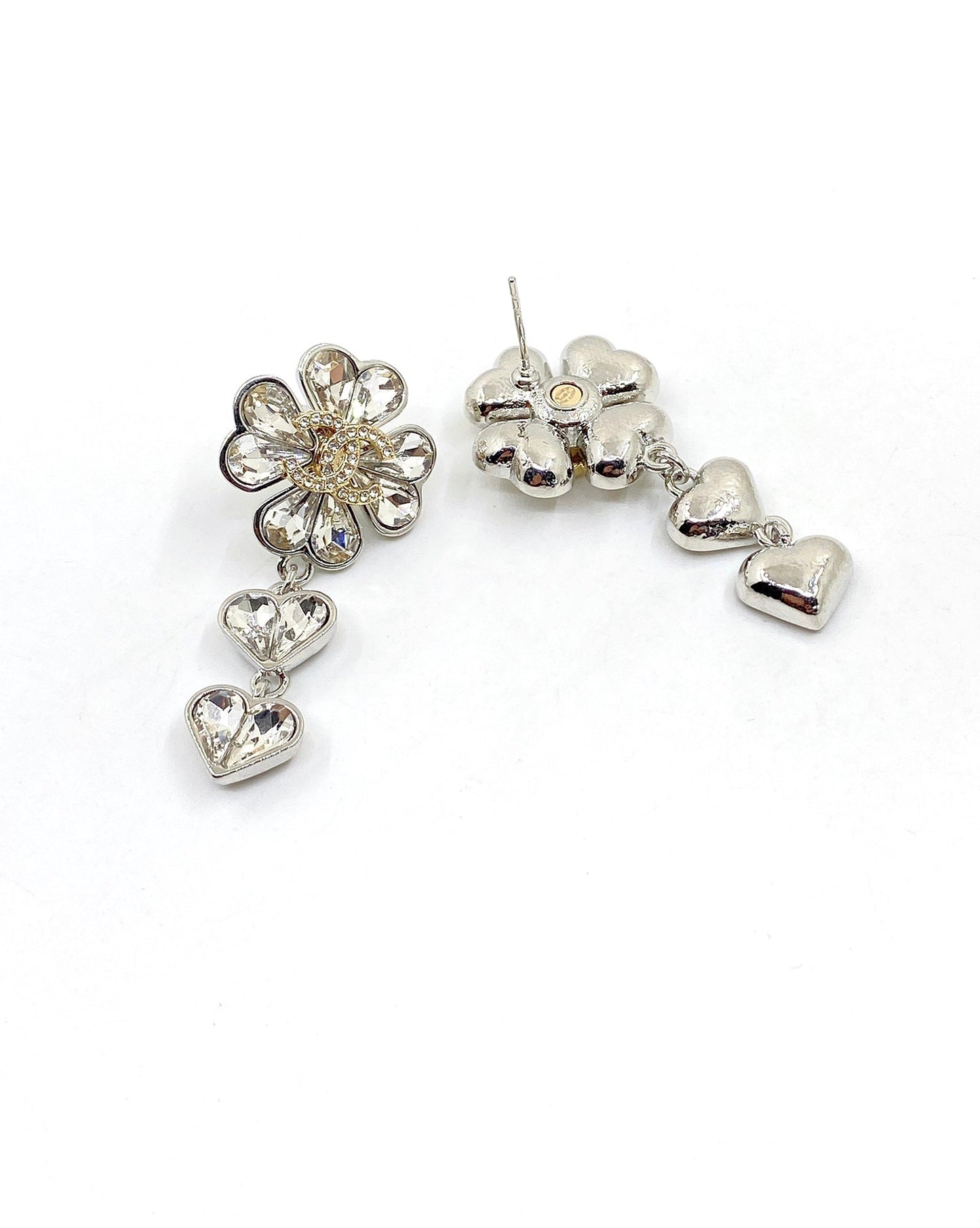 Boucles d'oreilles à fleurs en cristal CC 18 carats