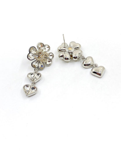 Boucles d'oreilles à fleurs en cristal CC 18 carats