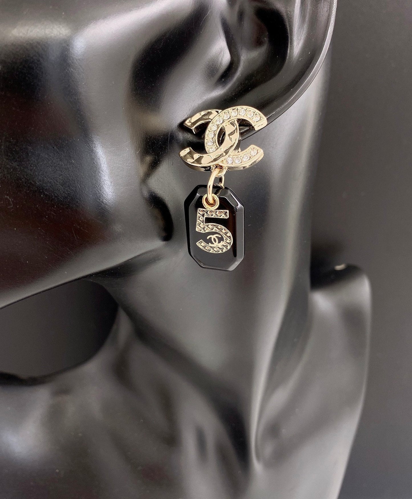 18K CC No.5 Perfume Bottle Earrings