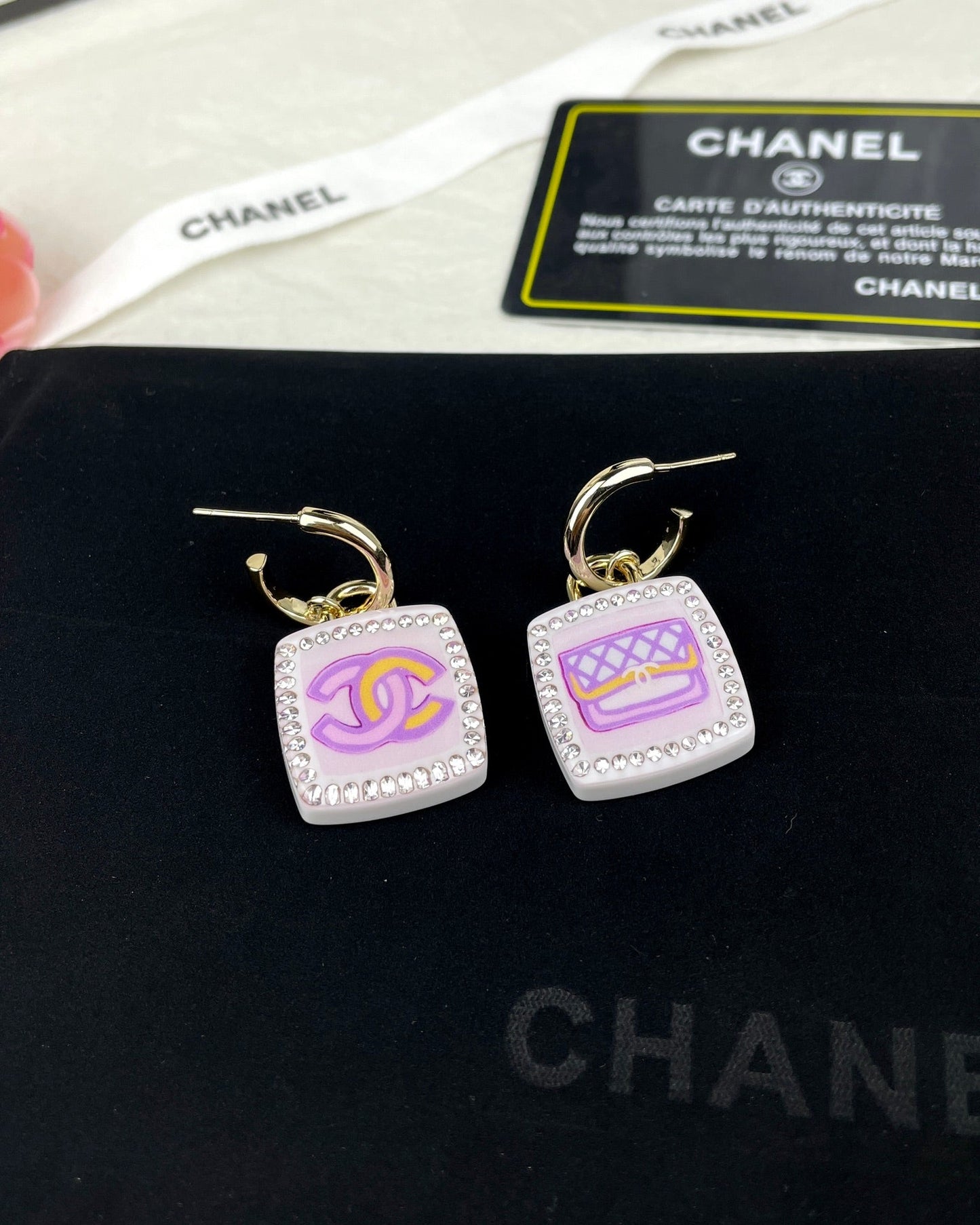 18K CC Pink Bottle Earrings