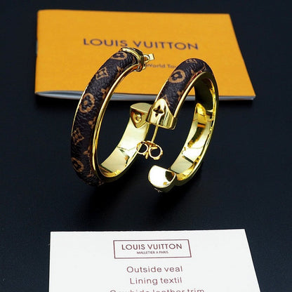 18K Louis Monogram Hoop Earrings