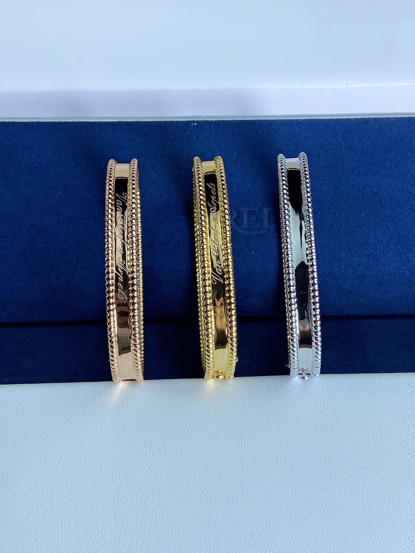 18K White Gold Perlée Signature Bracelet