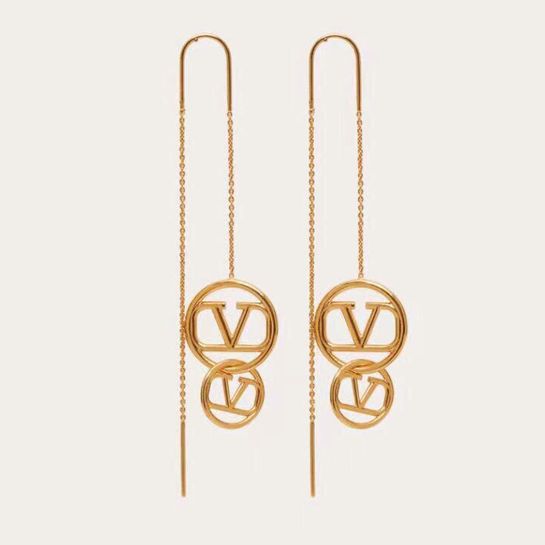 18K Vlogo Long Earrings