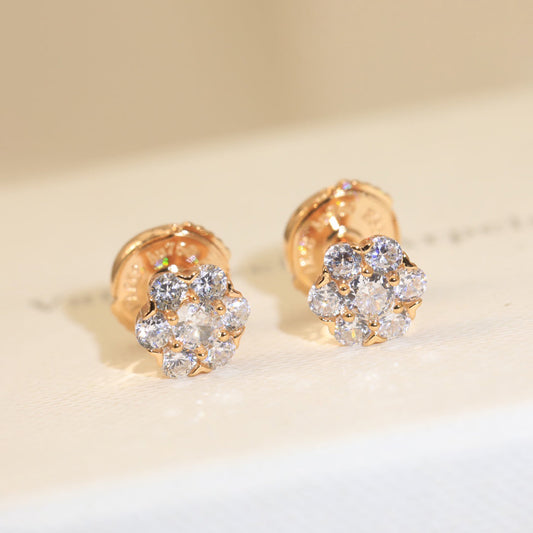 Boucles d'oreilles en cristal de fleur 18 carats