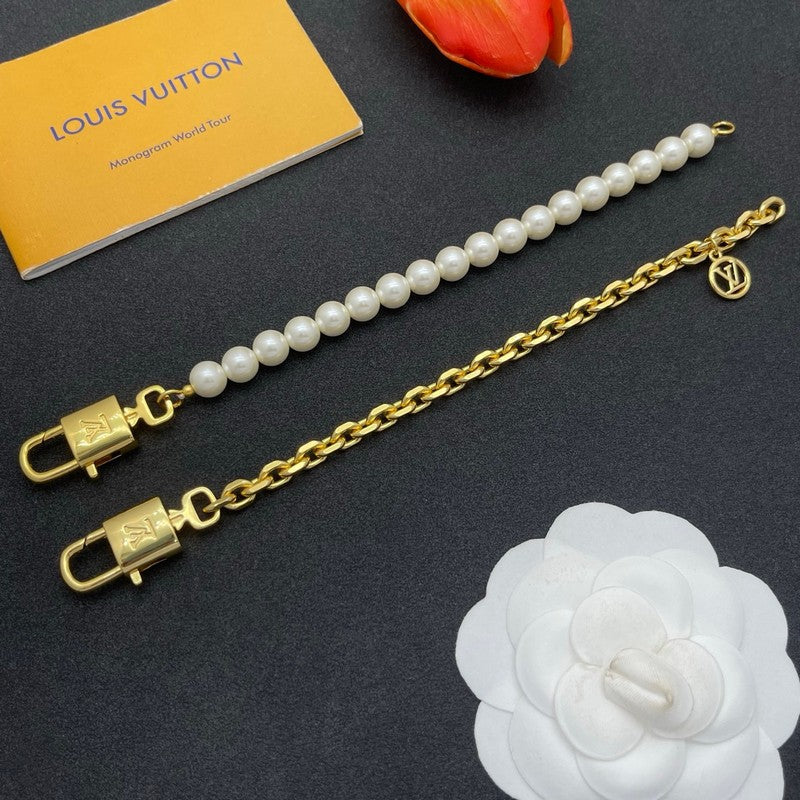 18K Louis Pearl & Gold Chain Bracelet Set