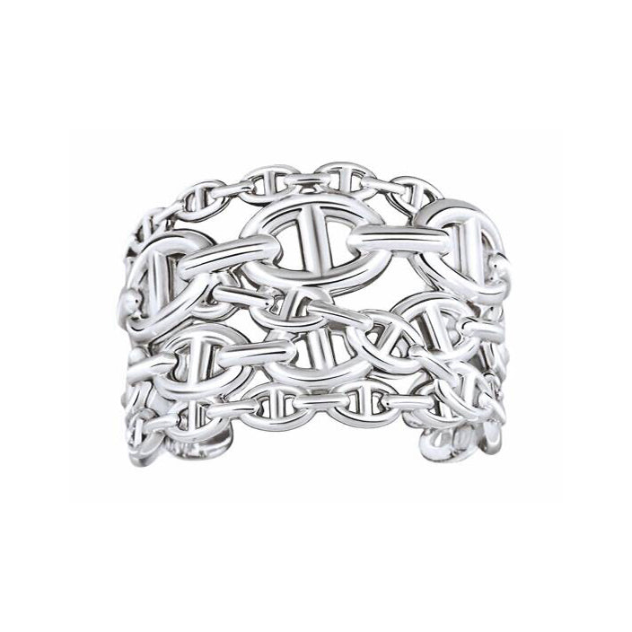 18K Hermes Chaine D'Ancre Wide Cutwork Bracelet