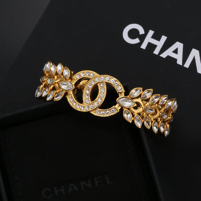 Bracelet manchette ouvert avec cristaux CC 18 carats