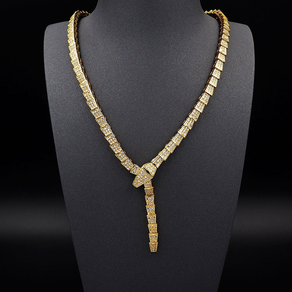 18K BV Serpenti Viper Full Pavé Diamonds Necklace