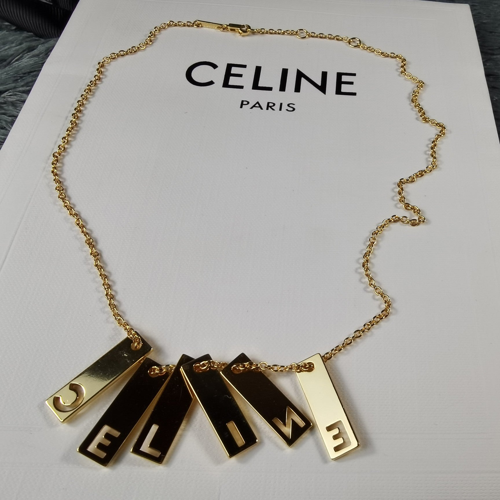 18K Celine Script Necklace