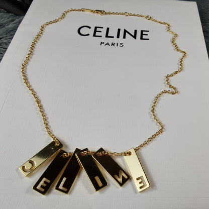 18K Celine Script Necklace