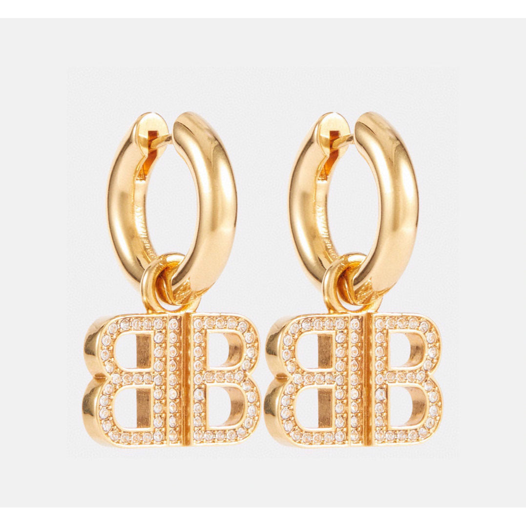 18K Balenciaga BB Pendant Earrings