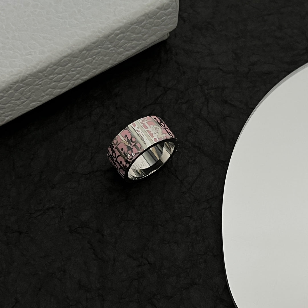 18K CD Monogram Enamel Ring