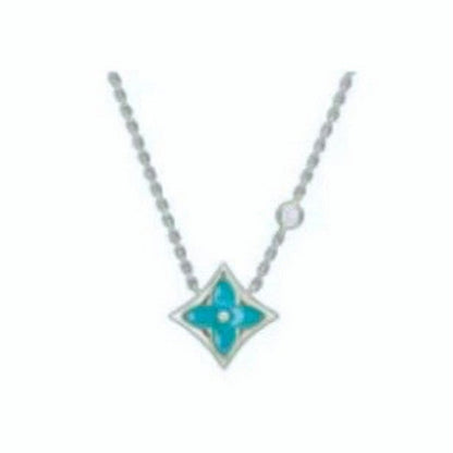 18K Louis Blue Color Blossom Necklace