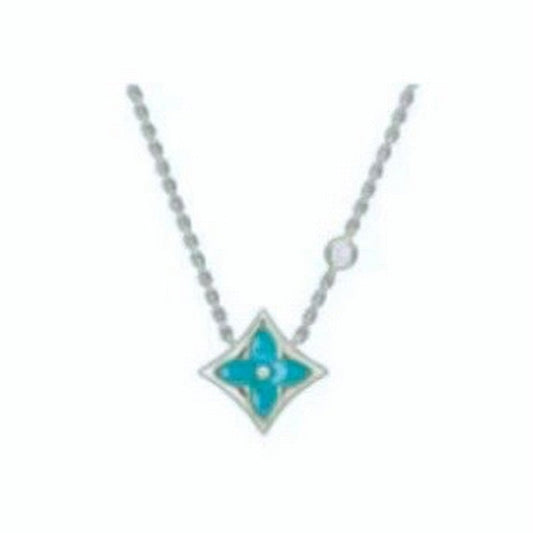18K Louis Blue Color Blossom Necklace