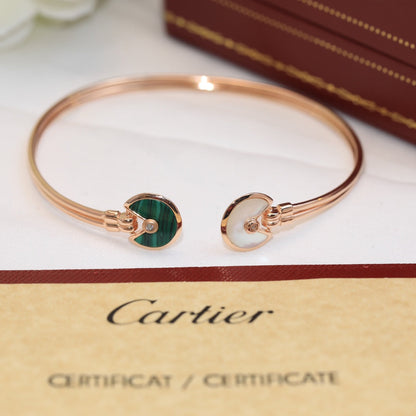 18K Malachite Pearl & Diamond Open Bracelet