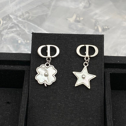 18K CD Flower & Star Gold Earrings