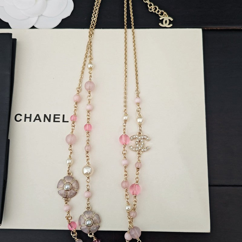 CC Pink Pearl Long Necklace