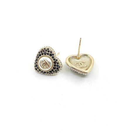 18K CC Heart Crystals Earrings