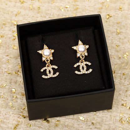 18K CC Star Crystals Earrings