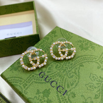 18K GUCCI GG Pearls Earrings