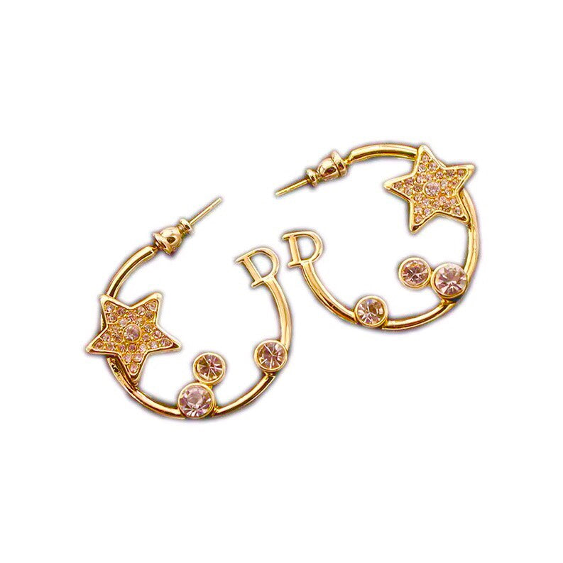 18K Dior Star Pink Crystals Earrings