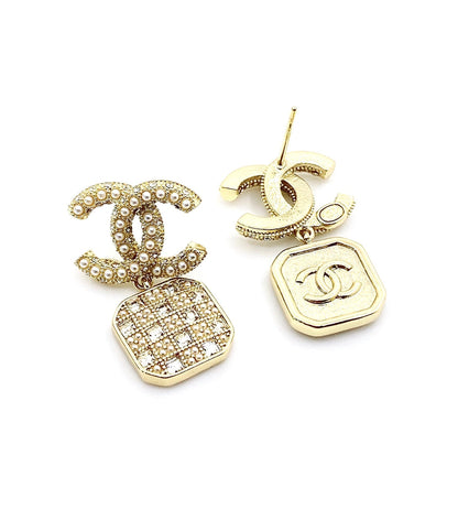 18K CC Diamonds Drop Earrings